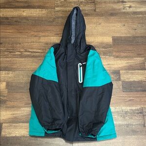 Swiss Tech Black and Teal Kids Raincoat XL